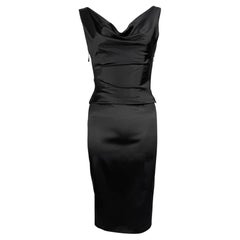 F/W 2003 Stella McCartney Runway Noir Satin Corseted Cowl Cocktail Dress