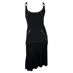 Versace by Donatella - Robe de défilé évasée à fermeture éclair noire, automne-hiver 2003