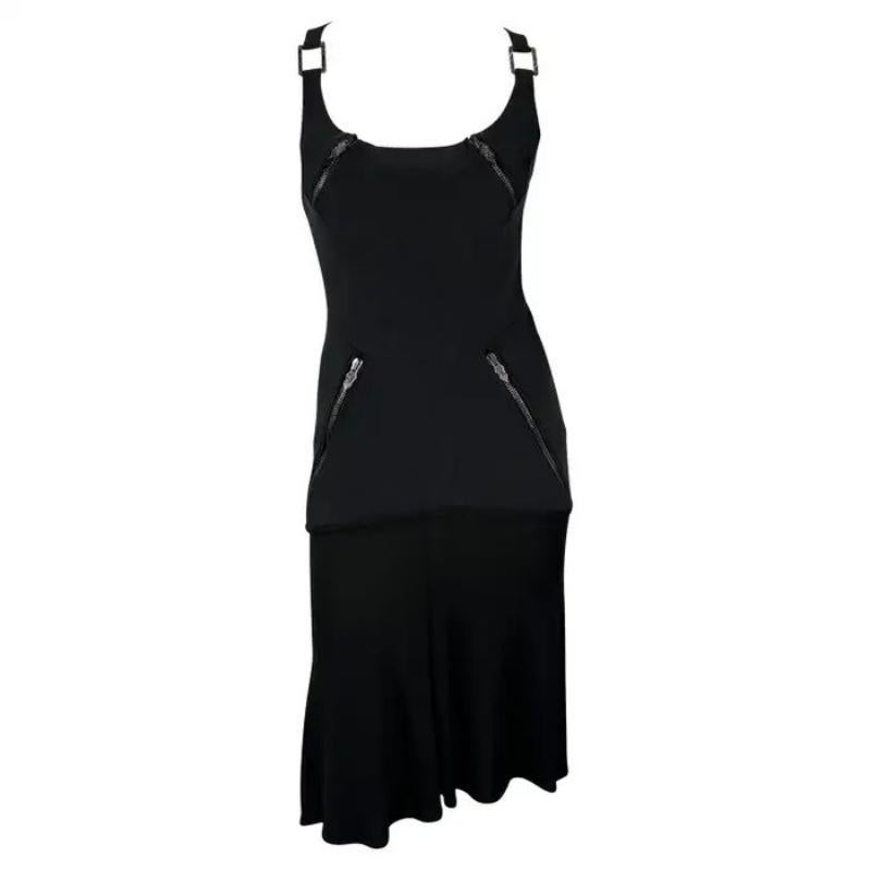 Versace by Donatella - Robe de défilé évasée à fermeture éclair noire, automne-hiver 2003