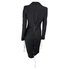F/W 2003 Versace by Donatella Leather Lace-Up Serpent Black Skirt Suit