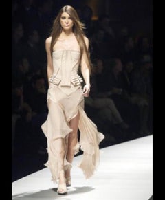 F/W 2003 Versace by Donatella Runway Bustier Corset Buckle Chiffon Skirt Set