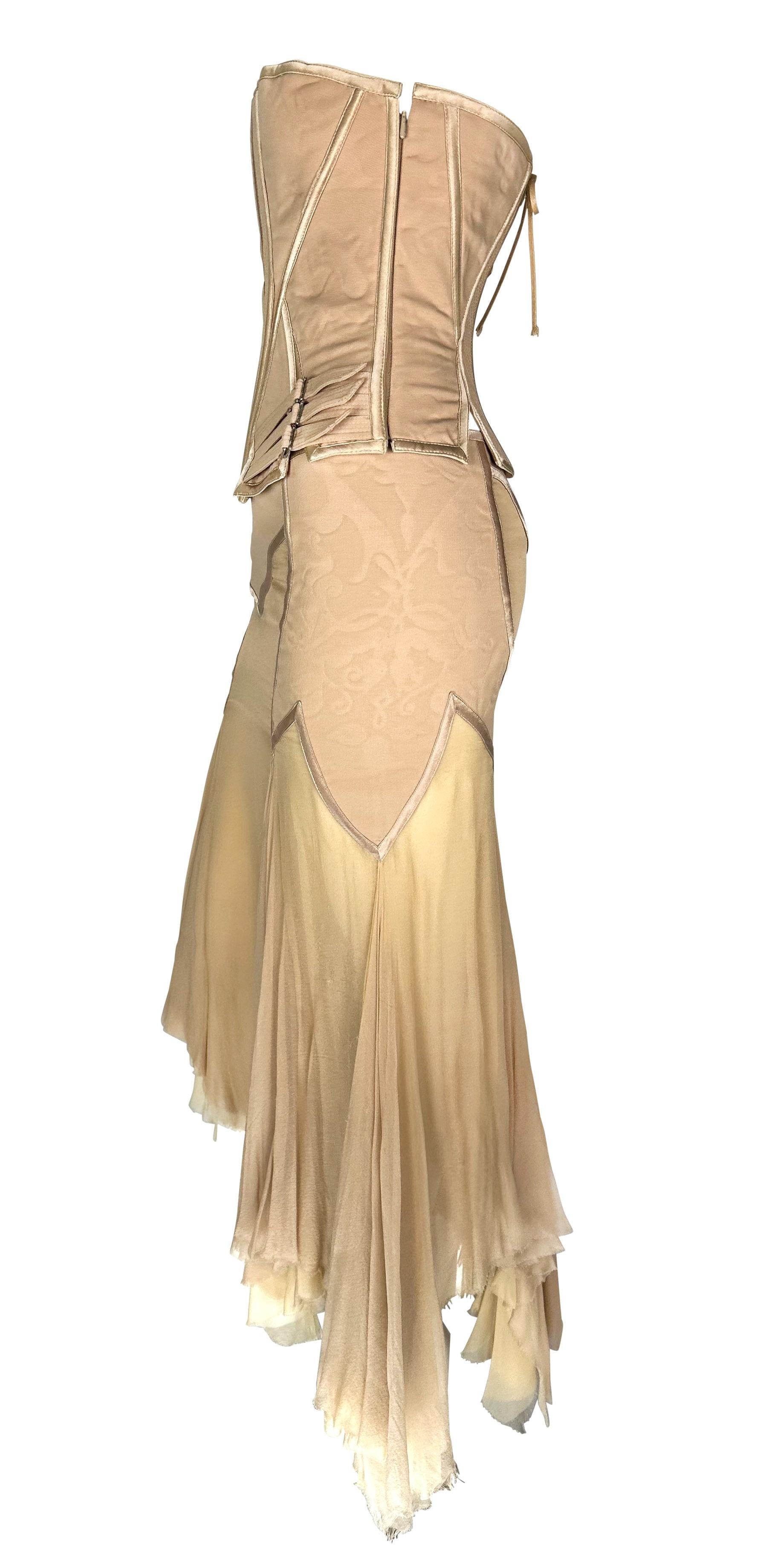 Women's F/W 2003 Versace by Donatella Runway Bustier Corset Buckle Chiffon Skirt Set For Sale