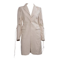 F/W 2003 Versace by Donatella Manteau Lace-Up en cuir froissé Vintage