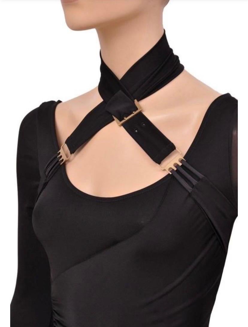 F/W 2003 Vintage Tom Ford for Gucci Black Bondage Dress Size M In Excellent Condition For Sale In Montgomery, TX