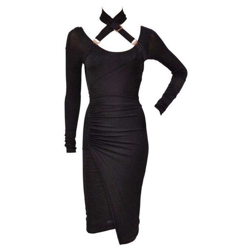 F&F Vintage 2003 Tom Ford for Gucci Abito Bondage Nero Taglia M.