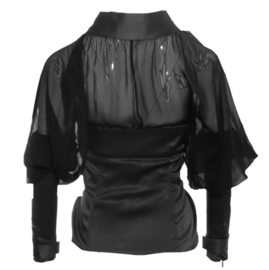 F/W 2003 Vintage Tom Ford for Gucci Black Silk Top In Excellent Condition In Montgomery, TX