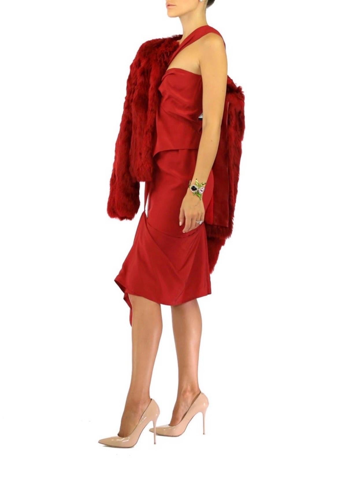 F/W 2003 Vintage Tom Ford for Yves Saint Laurent Red Silk Dress For Sale 3