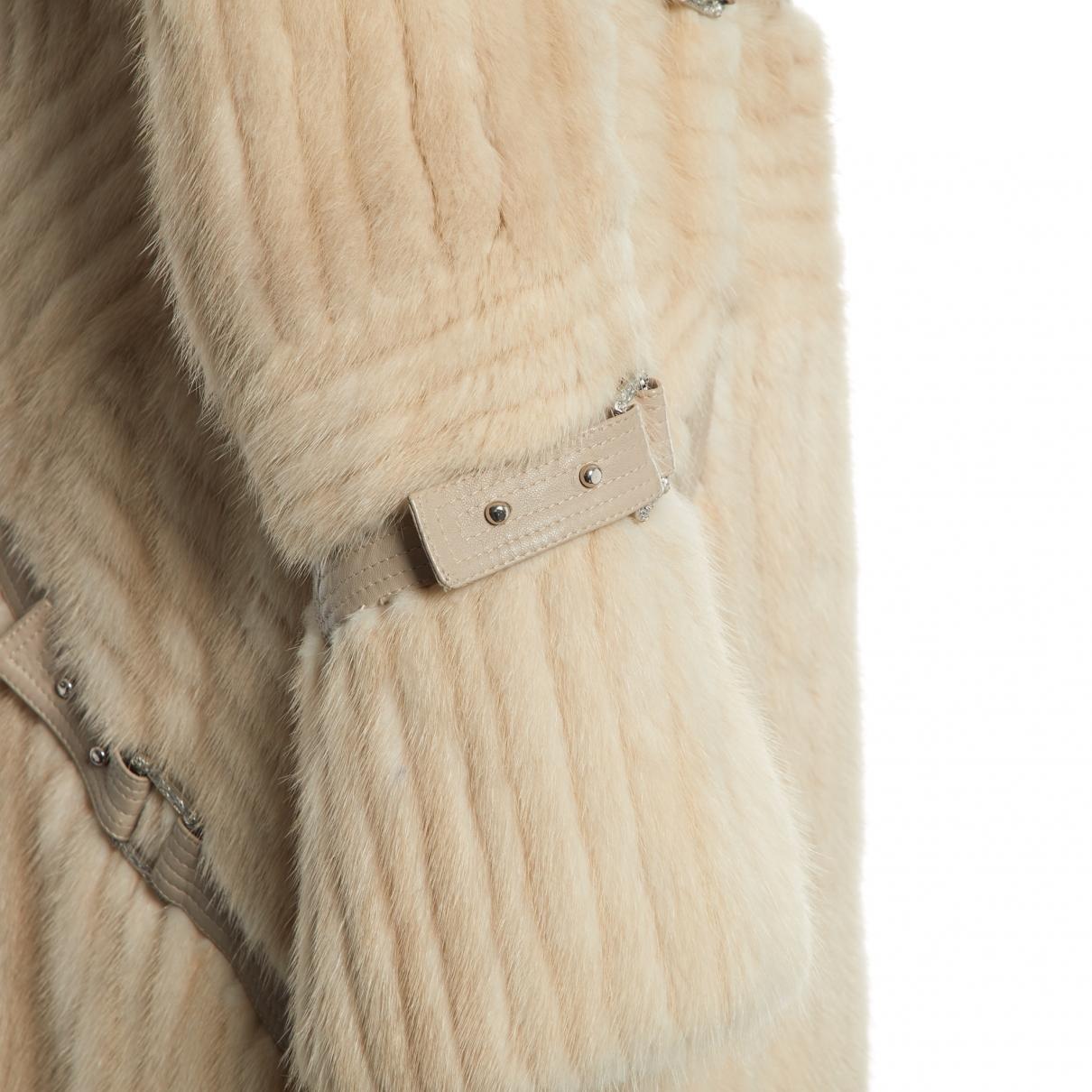 Women's F/W 2003 Vintage VERSACE runway mink fur coat with leather detail