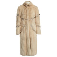 F/W 2003 Vintage VERSACE runway mink fur coat with leather detail
