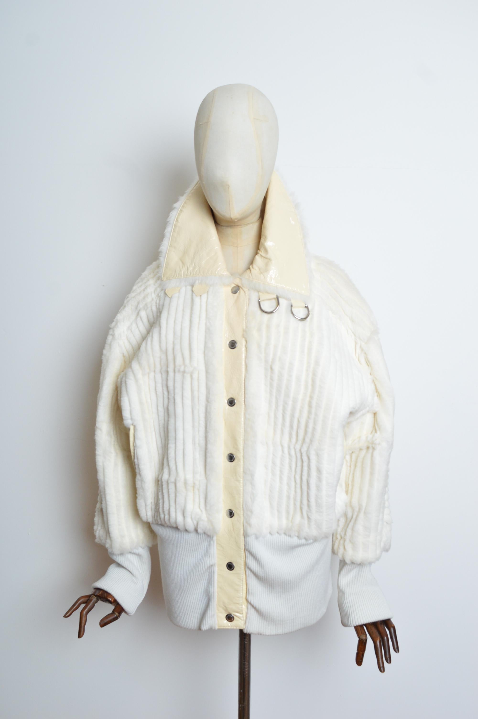 Grigio Bomber rasato DOLCE & GABBANA A/I 2003 - Cappotto in pelliccia Y2k Lapin in vendita