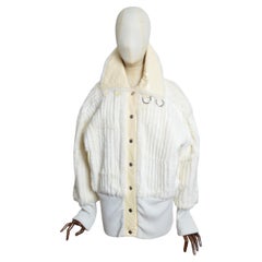 F/W 2003 White DOLCE & GABBANA shaved Bomber Jacket - Y2k Lapin fur Coat