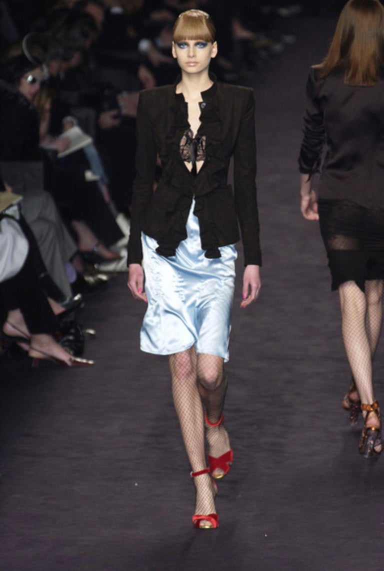 Yves Saint Laurent 2003 Embroidered Flower Silk Skirt
