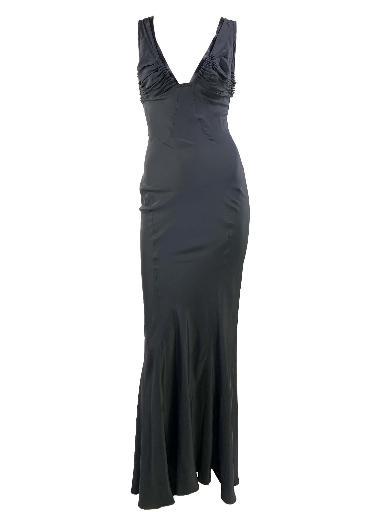F/W 2003 Yves Saint Laurent by Tom Ford Black Silk Ribbon Gown For Sale ...