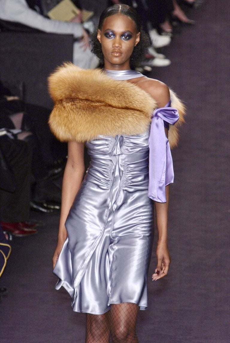 F/W 2003 Yves Saint Laurent by Tom Ford Black Silk Ruched Ruffle Cocktail  Dress at 1stDibs