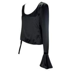 F/W 2003 Yves Saint Laurent by Tom Ford Black Silk Satin Bell Cuff Scoop Top