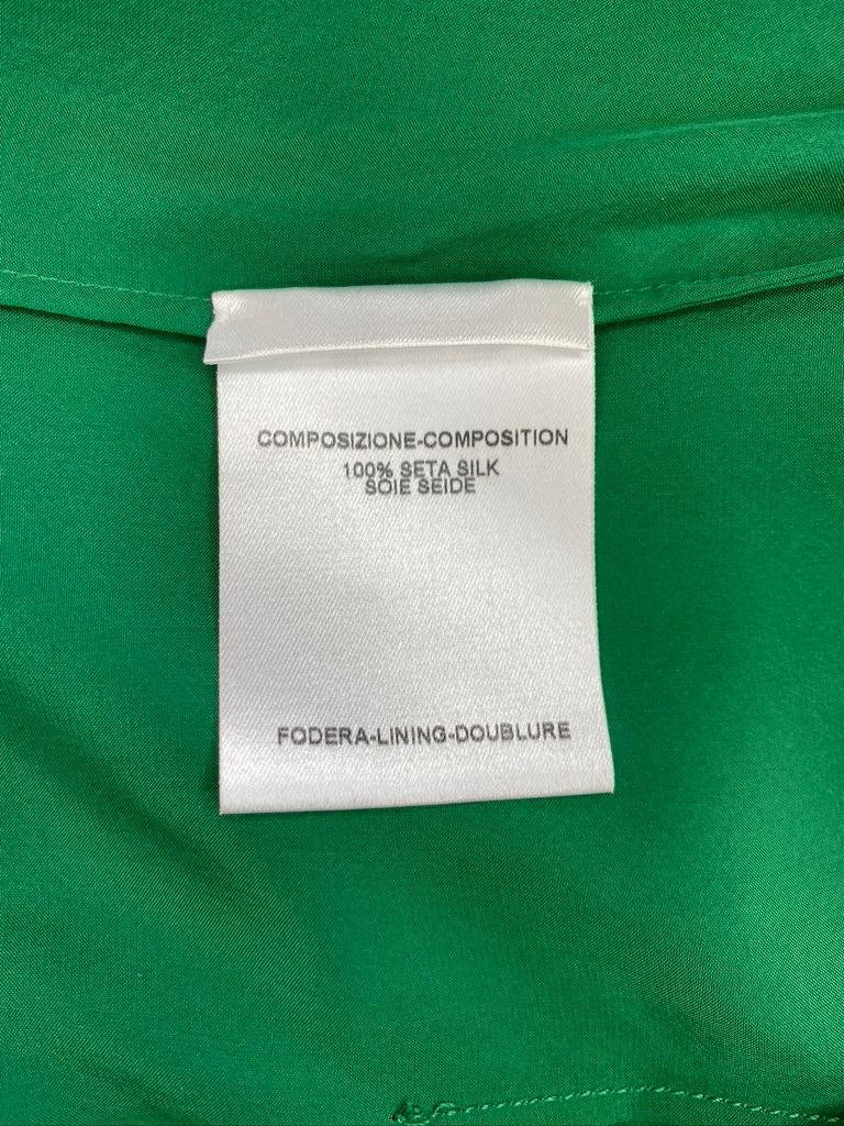 F/W 2003 Yves Saint Laurent by Tom Ford Emerald Green Silk Ruffle Tank Top For Sale 2