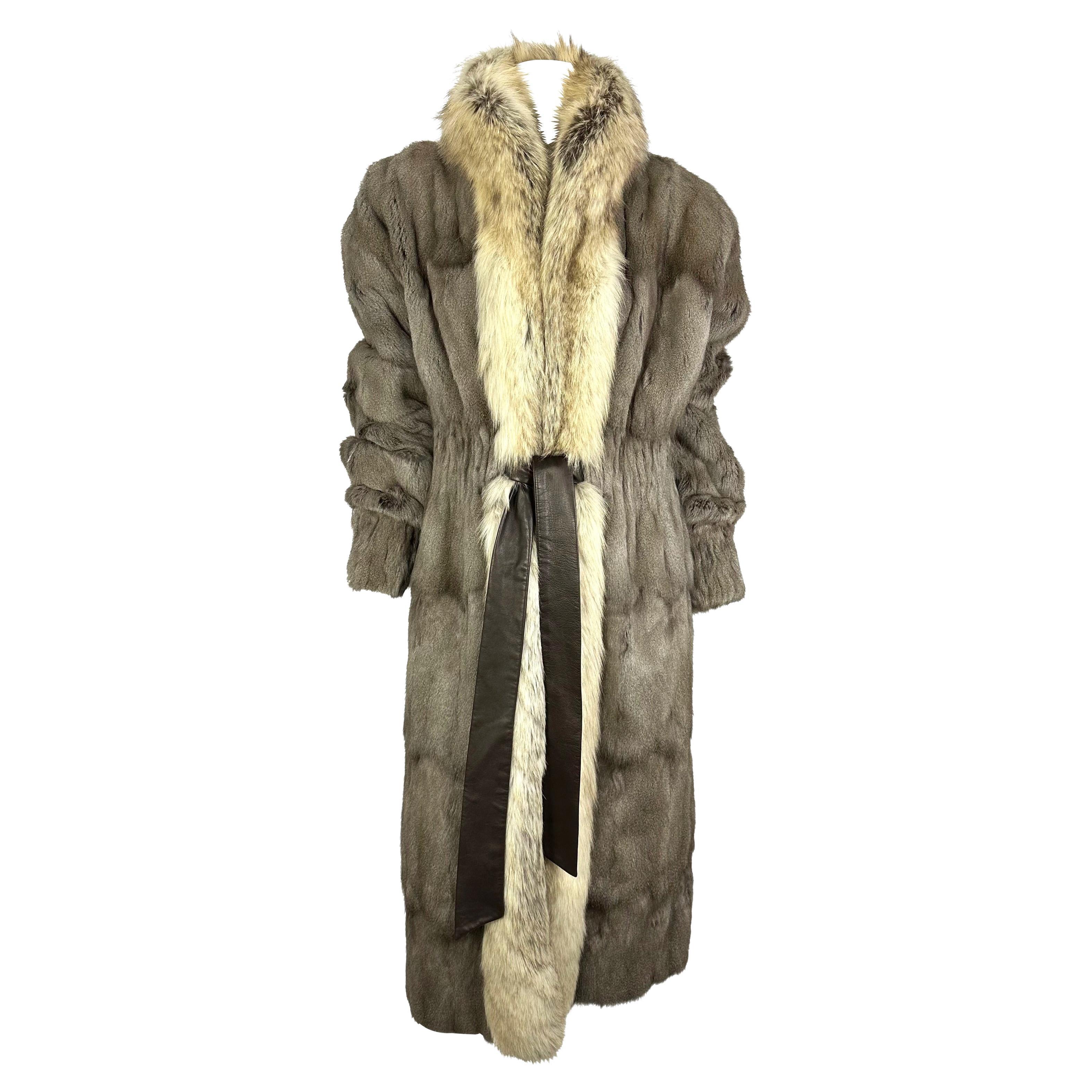 F/W 2003 Yves Saint Laurent by Tom Ford Grey Fur Full Length Runway Coat 