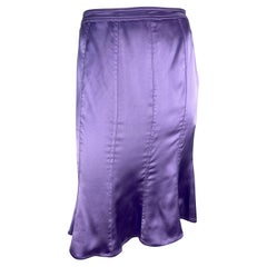 F/W 2003 Yves Saint Laurent by Tom Ford Lavender Silk Satin Flare Skirt