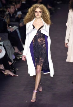 F/W 2003 Yves Saint Laurent by Tom Ford Off-White Panel Flare Purple Skirt Set
