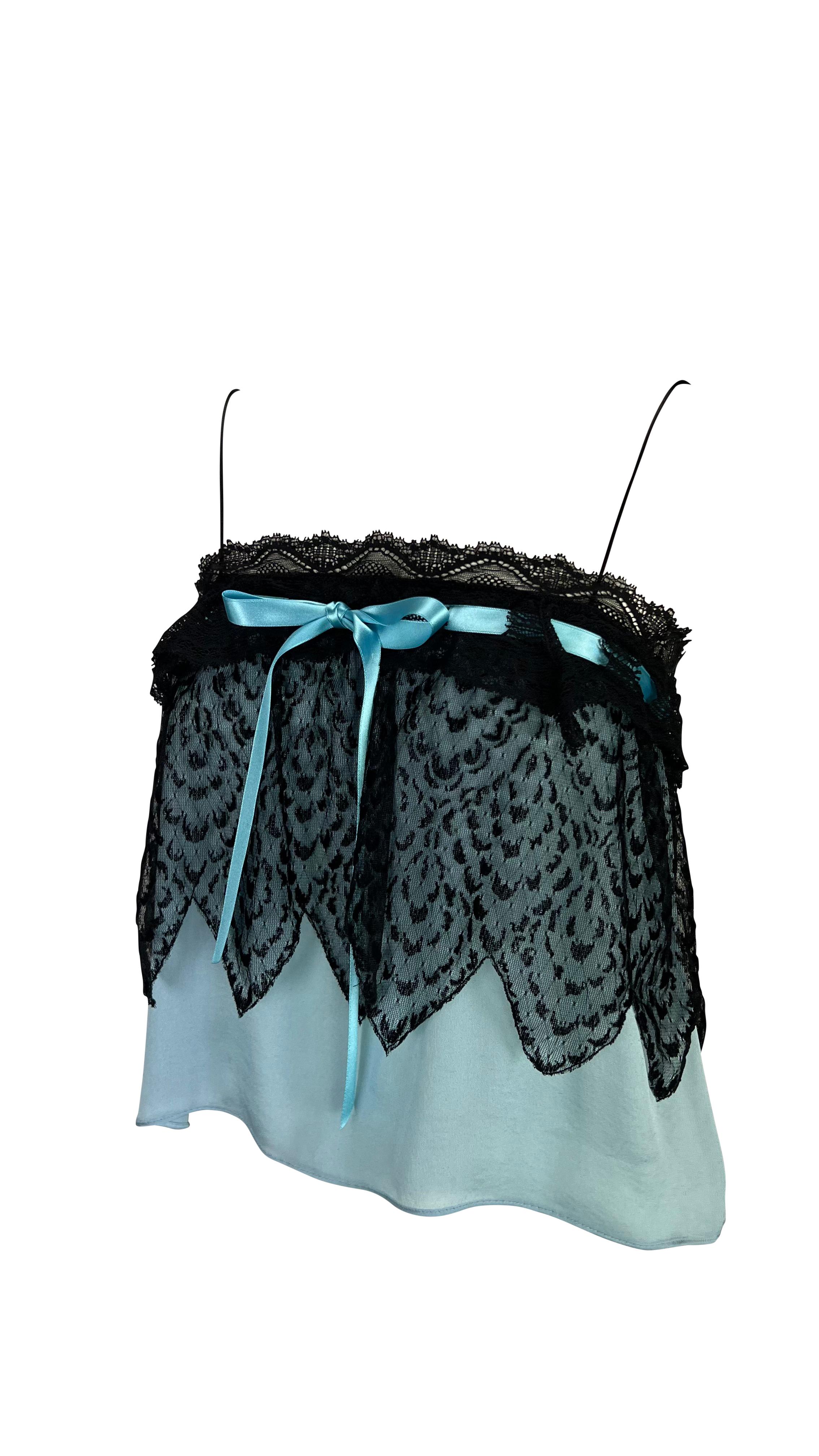 Black F/W 2003 Yves Saint Laurent by Tom Ford Pale Blue Layered Tank Top For Sale