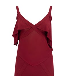 F/W 2003 Yves Saint Laurent by Tom Ford Red Sheer Stretch Tank Midi Skirt Set