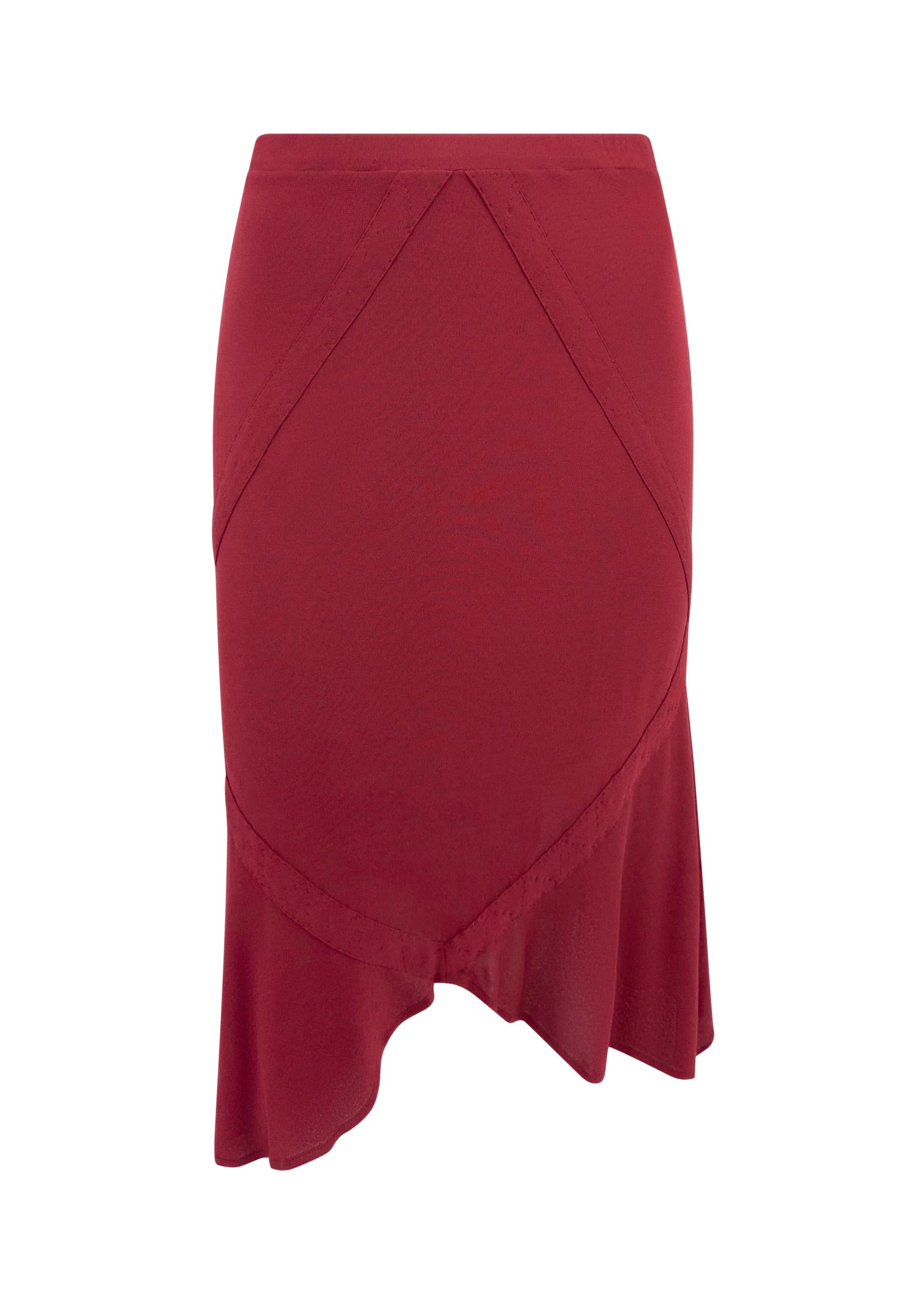 F/W 2003 Yves Saint Laurent by Tom Ford Conjunto de falda midi de tirantes elásticos y transparentes rojos en venta 4