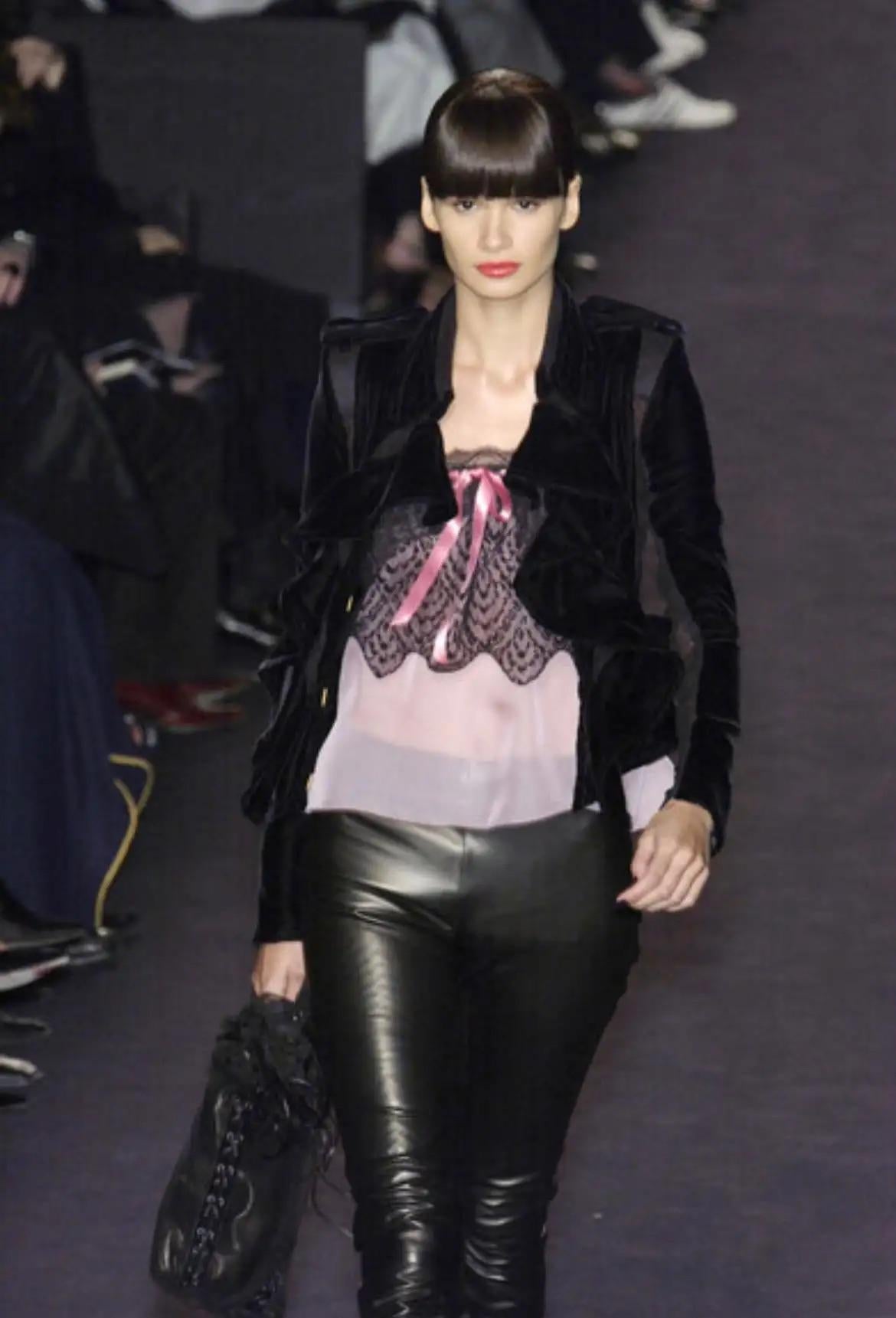 Black F/W 2003 Yves Saint Laurent by Tom Ford Runway Babydoll Sheer Chiffon Pink Tank For Sale