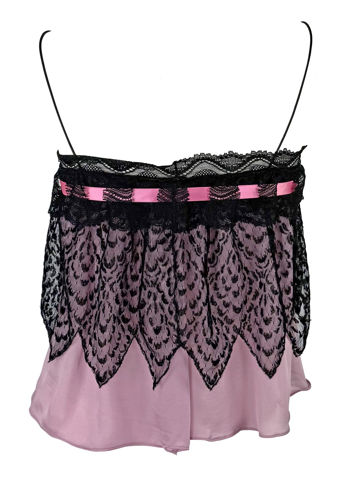 F/W 2003 Yves Saint Laurent by Tom Ford Runway Babydoll Sheer Chiffon Pink Tank For Sale 1