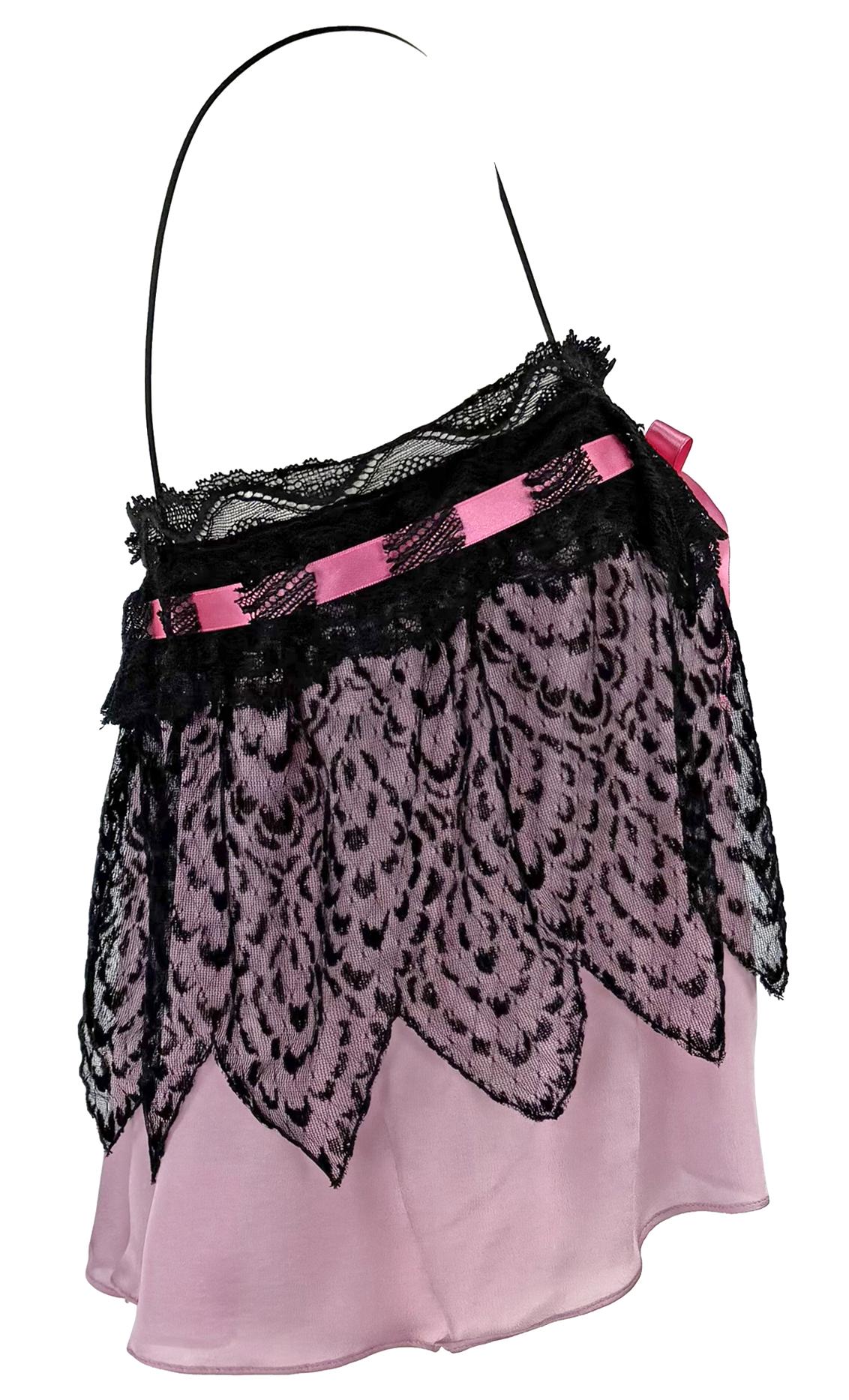 F/W 2003 Yves Saint Laurent by Tom Ford Runway Babydoll Sheer Chiffon Pink Tank For Sale 2