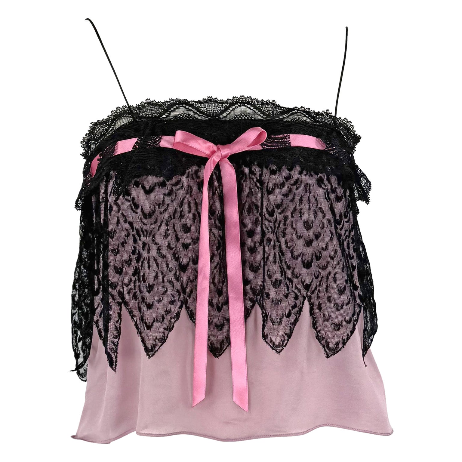 F/W 2003 Yves Saint Laurent by Tom Ford Laufsteg Babydoll Transparenter Chiffonrosa Tank