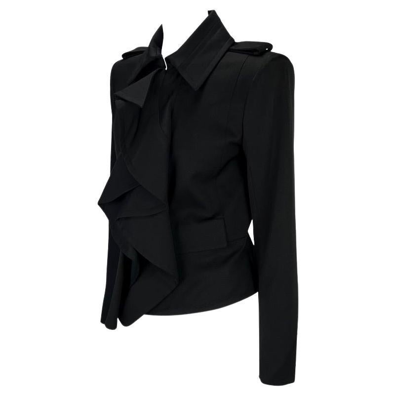 F/W 2003 Yves Saint Laurent by Tom Ford Runway Black Ruffle Jacket In Good Condition For Sale In West Hollywood, CA