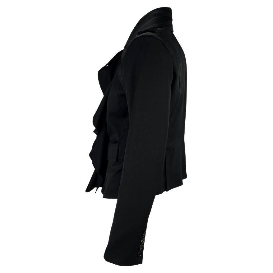 F/W 2003 Yves Saint Laurent by Tom Ford Runway Black Ruffle Jacket For Sale 1