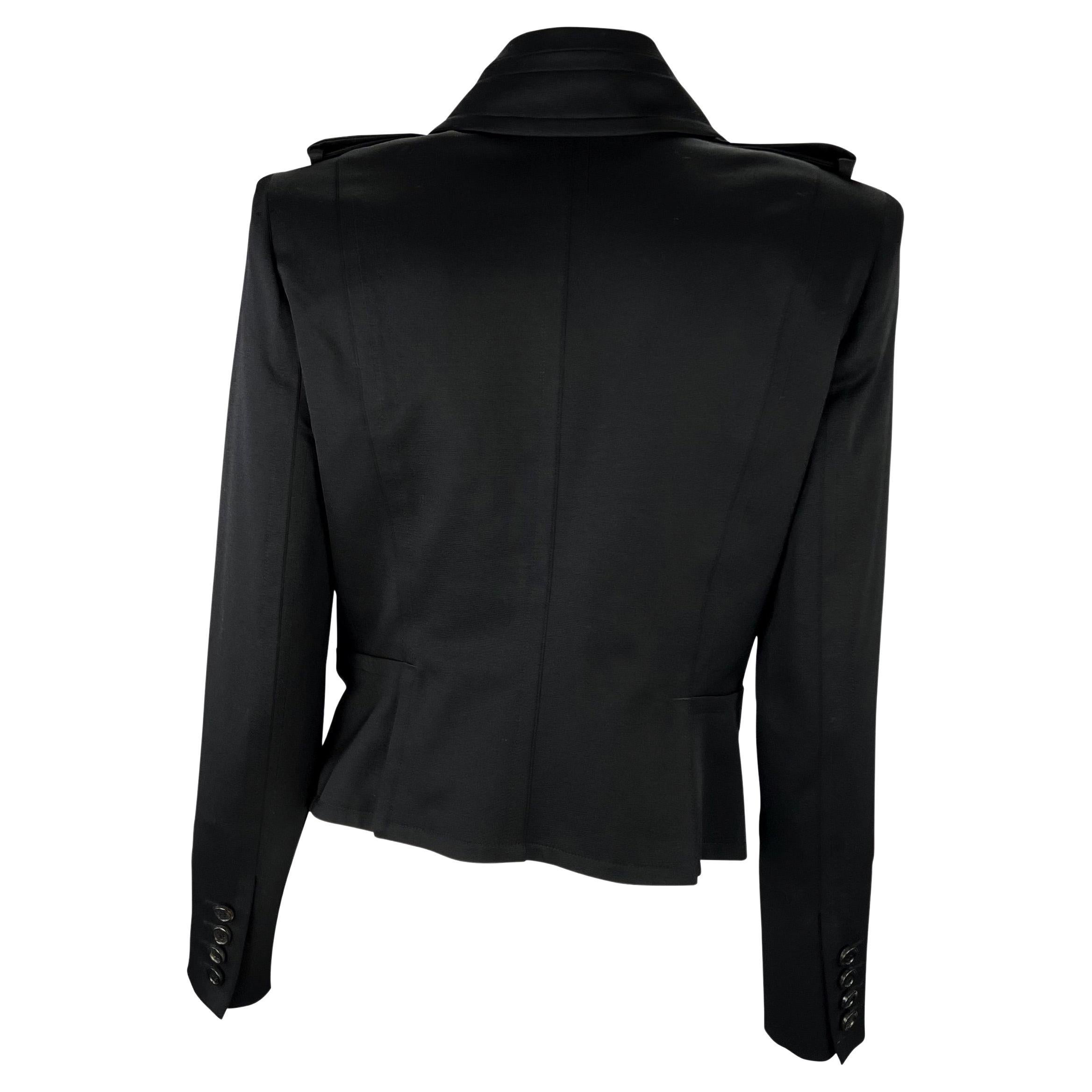 F/W 2003 Yves Saint Laurent by Tom Ford Runway Black Ruffle Jacket For Sale 2