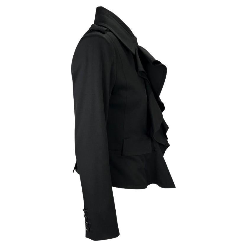 F/W 2003 Yves Saint Laurent by Tom Ford Runway Black Ruffle Jacket For Sale 3