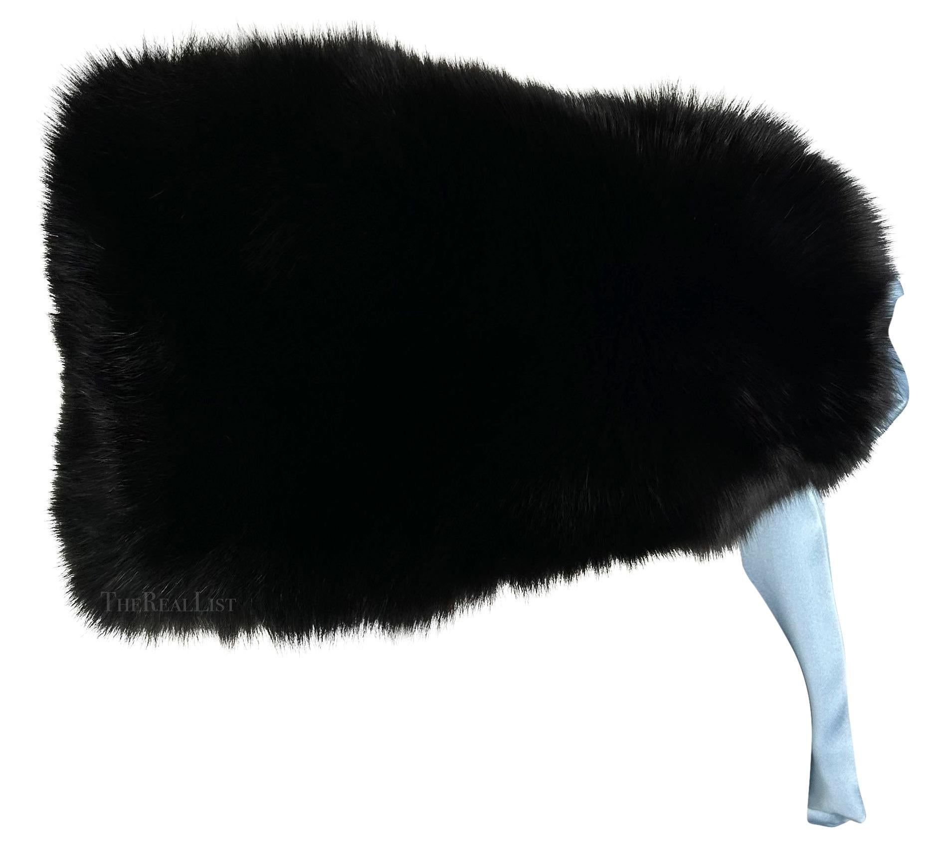 F/W 2003 Yves Saint Laurent by Tom Ford Runway Blue Black Fox Fur Satin Stole 10