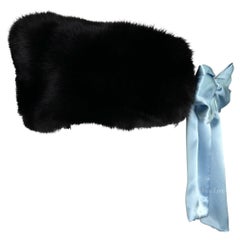 F/W 2003 Yves Saint Laurent by Tom Ford Runway Blue Black Fox Fur Satin Stole