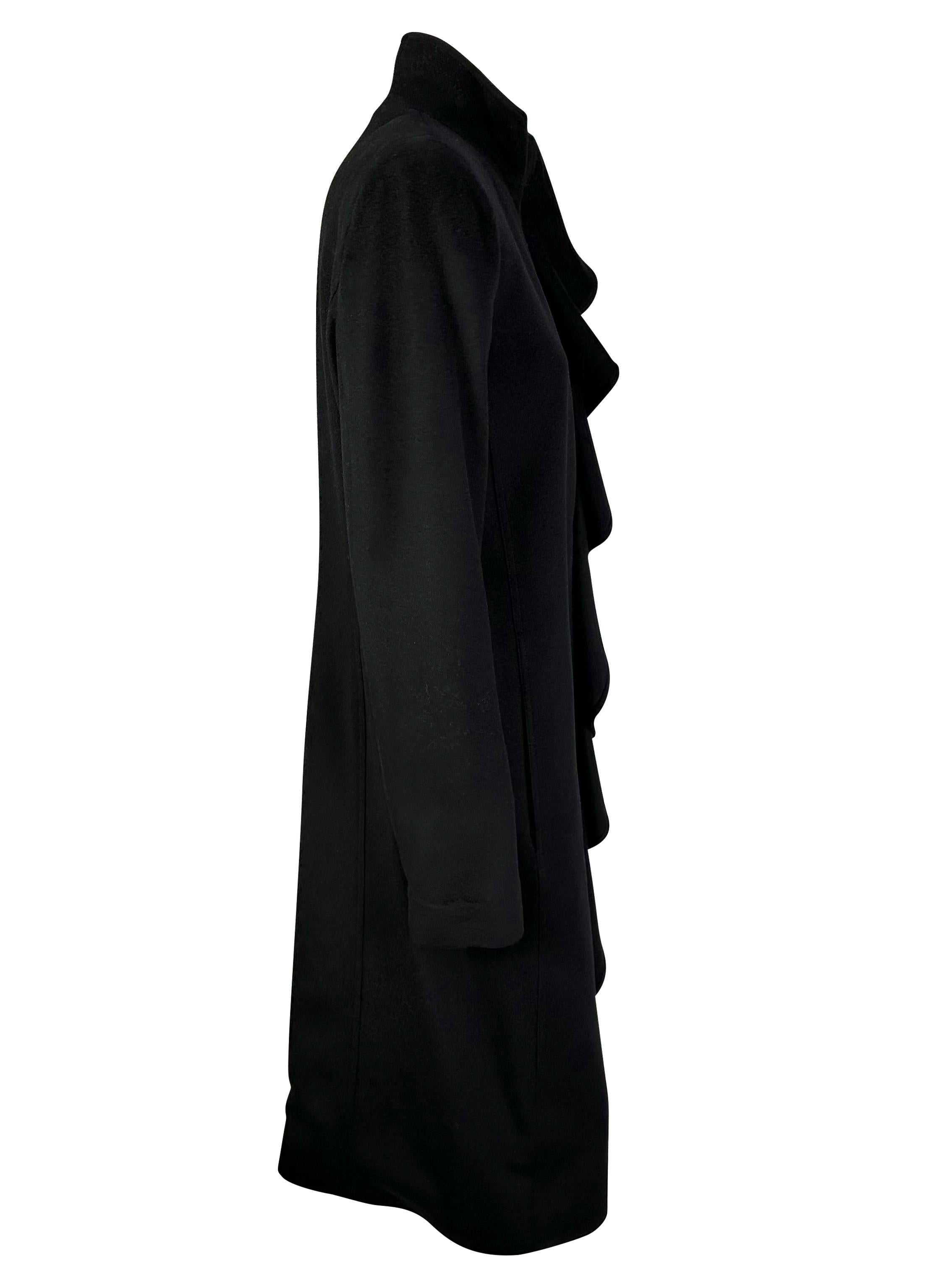 F/W 2003 Yves Saint Laurent by Tom Ford Runway Ruffle Overcoat Black For Sale 3