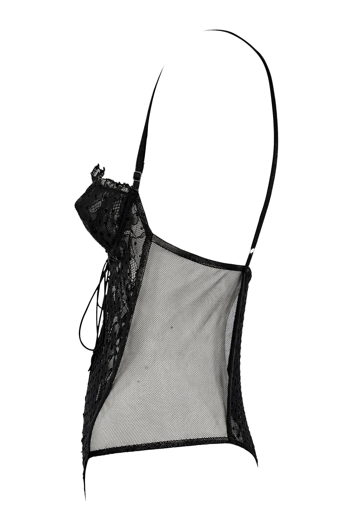 F/W 2003 Yves Saint Laurent by Tom Ford Runway Sheer Lace Polka Dot Bodysuit For Sale 1