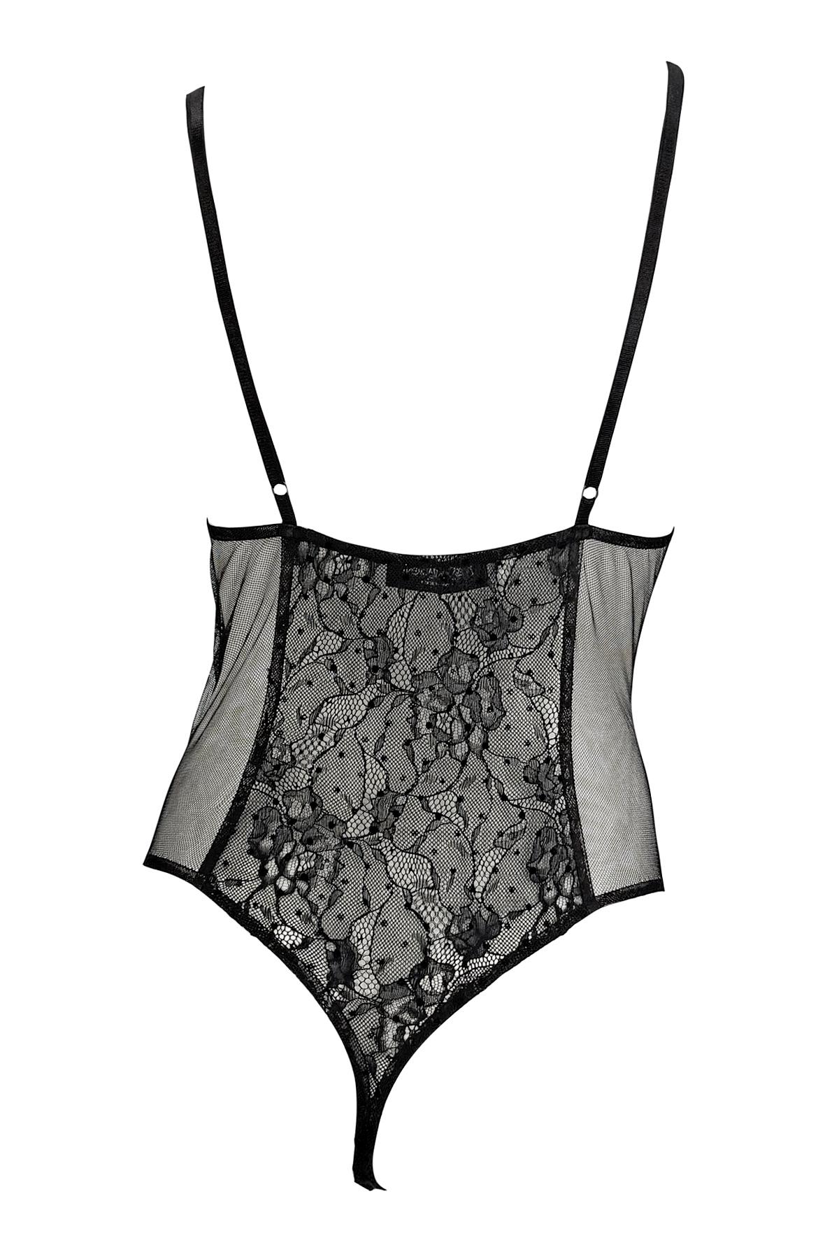 F/W 2003 Yves Saint Laurent by Tom Ford Runway Sheer Lace Polka Dot Bodysuit For Sale 2