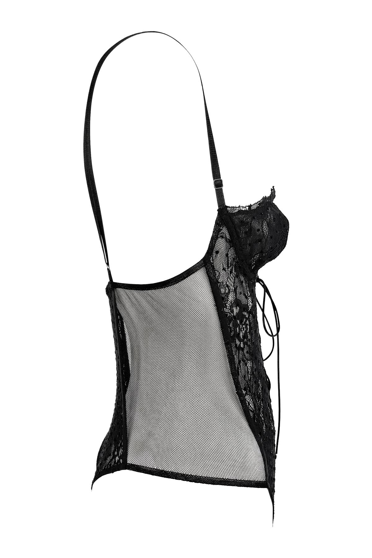 F/W 2003 Yves Saint Laurent by Tom Ford Runway Sheer Lace Polka Dot Bodysuit For Sale 3