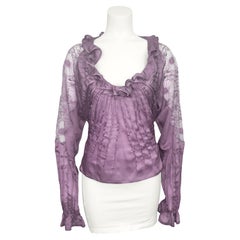 F/W 2003 Yves Saint Laurent by Tom Ford Runway Silk Top with Frills and Lace