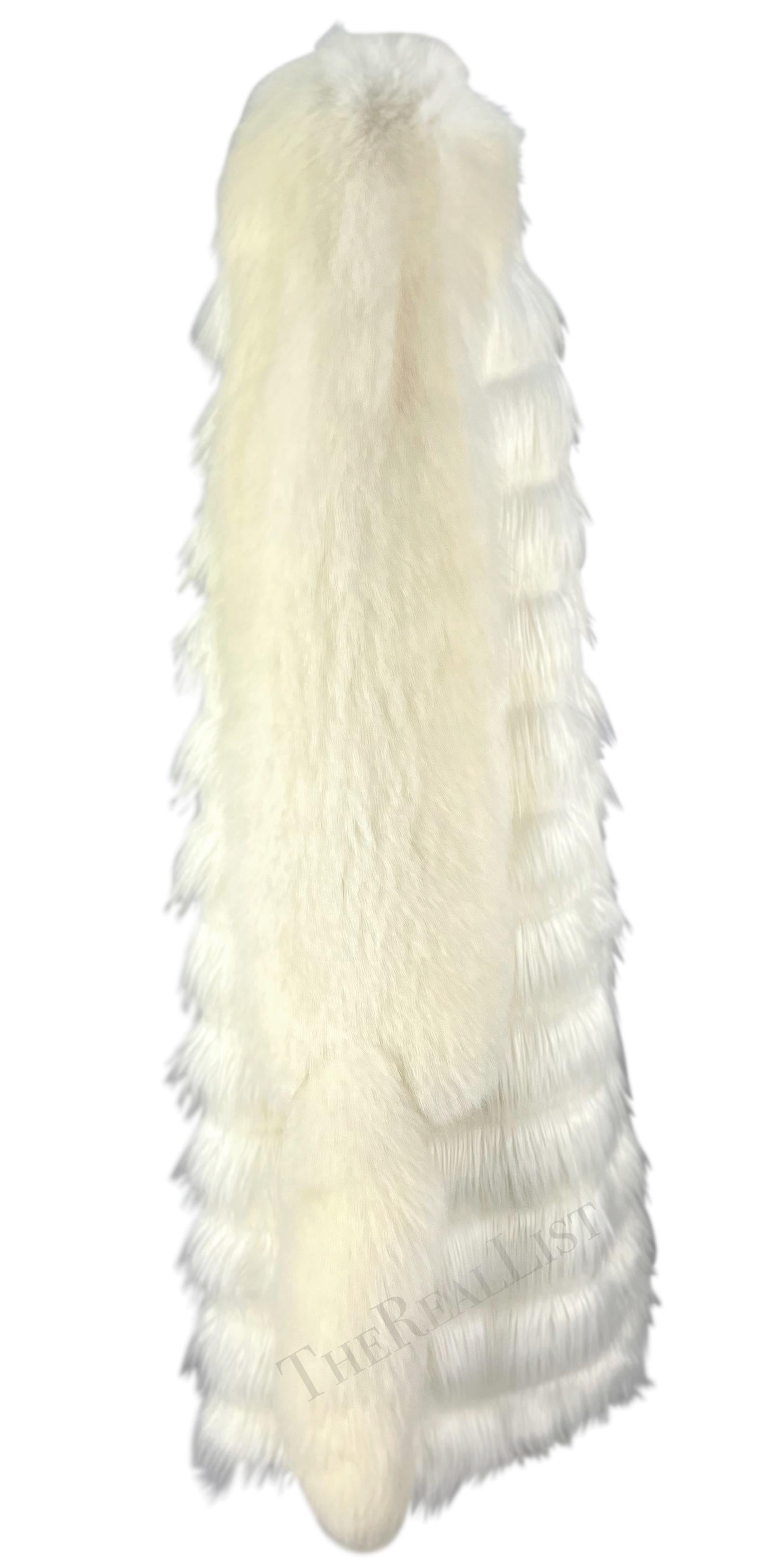 F/W 2003 Yves Saint Laurent by Tom Ford White Fox / Faux Fur Runway Coat For Sale 6