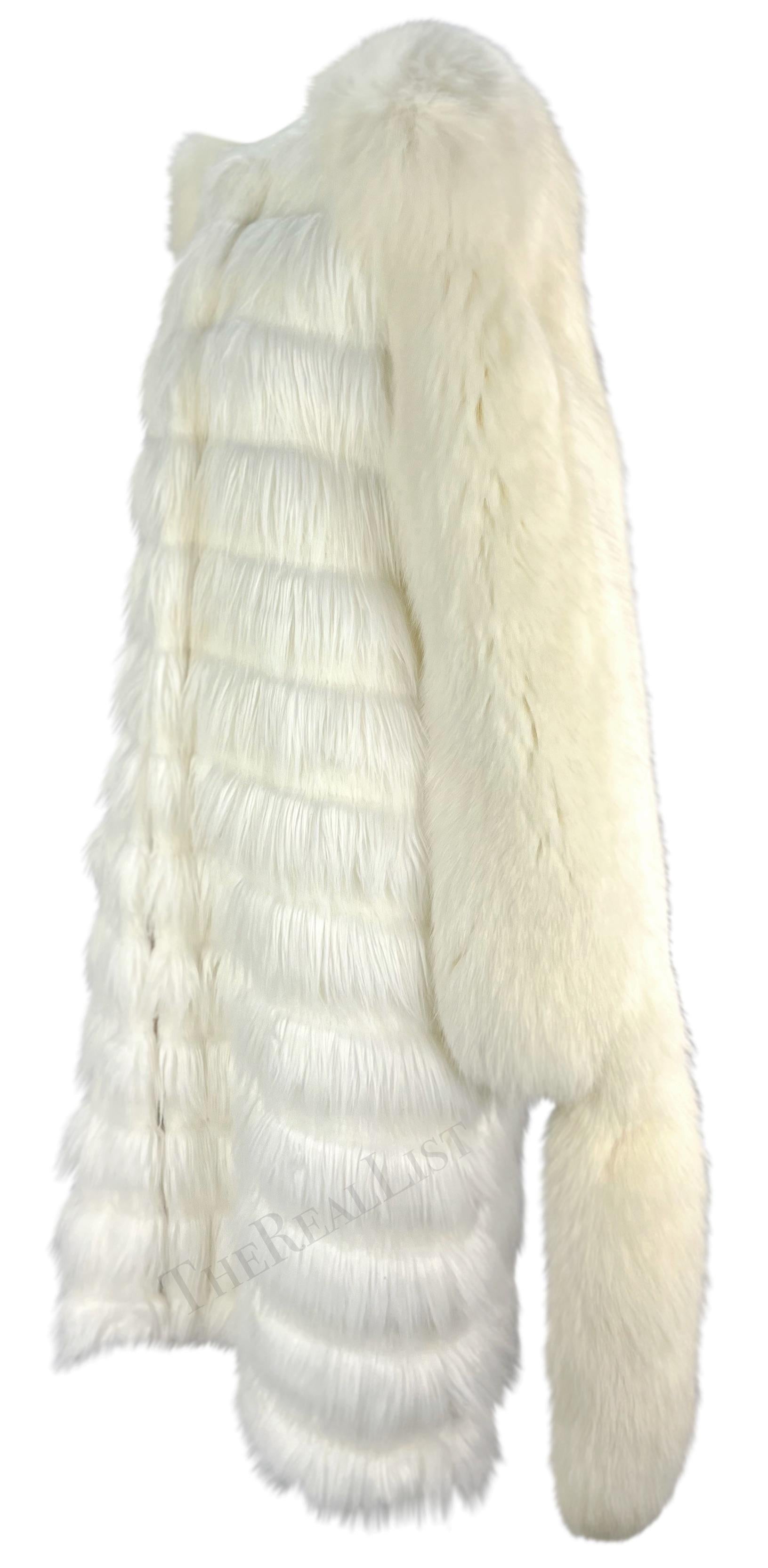 F/W 2003 Yves Saint Laurent by Tom Ford White Fox / Faux Fur Runway Coat For Sale 2