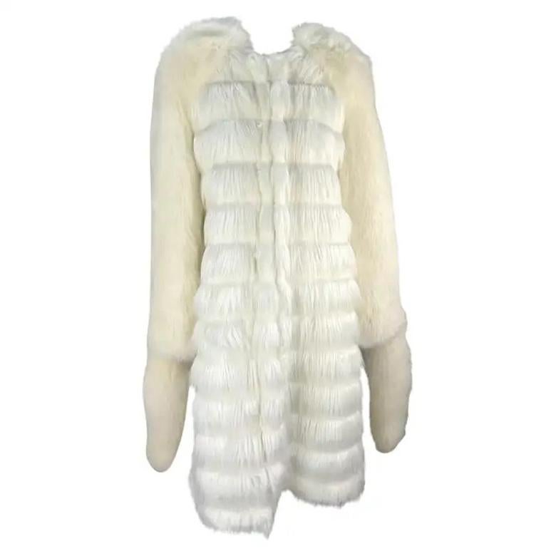 F/W 2003 Yves Saint Laurent by Tom Ford White Fox / Faux Fur Runway Coat