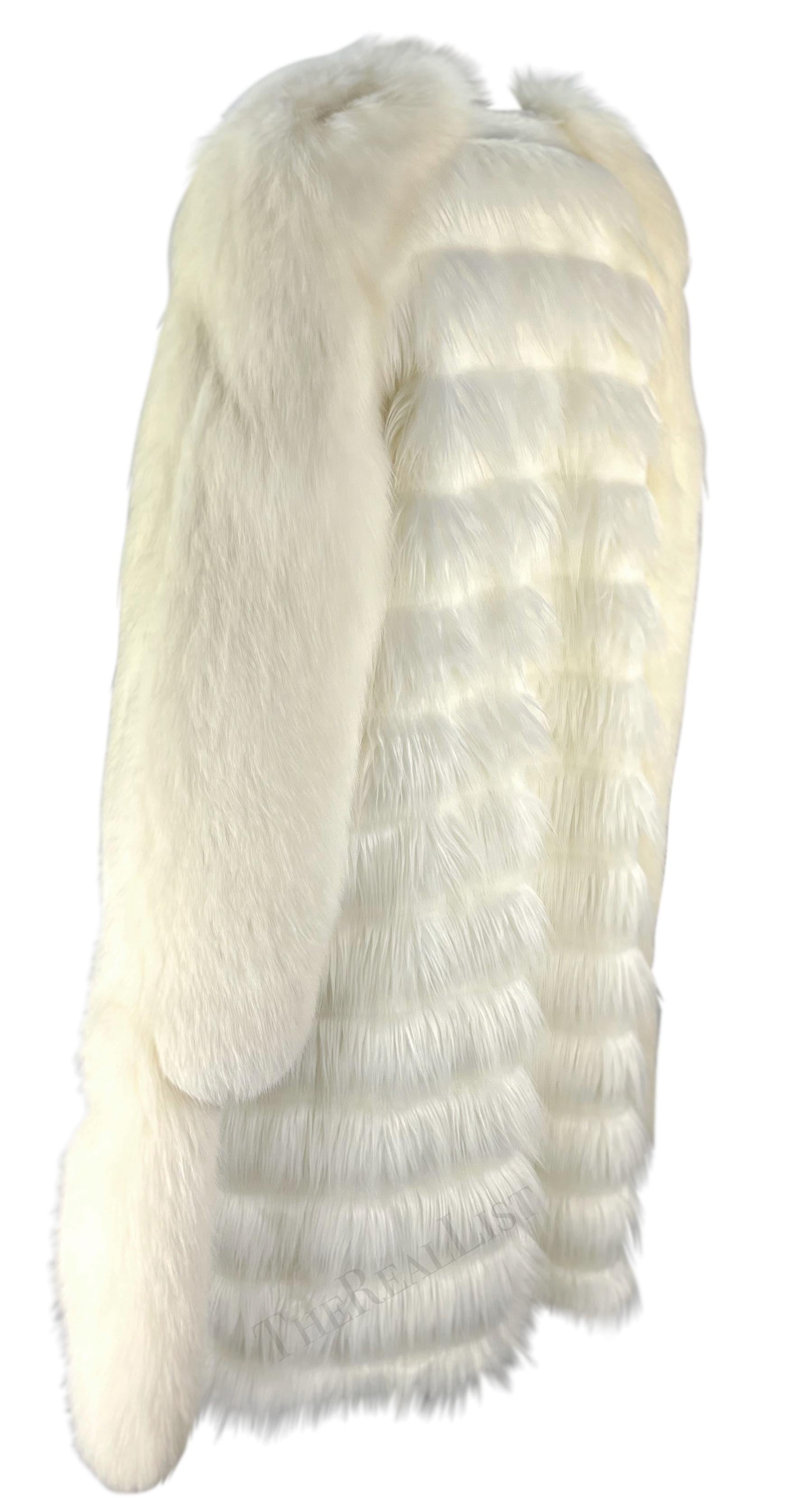 F/W 2003 Yves Saint Laurent by Tom Ford White Fox / Faux Fur Runway Coat For Sale 4
