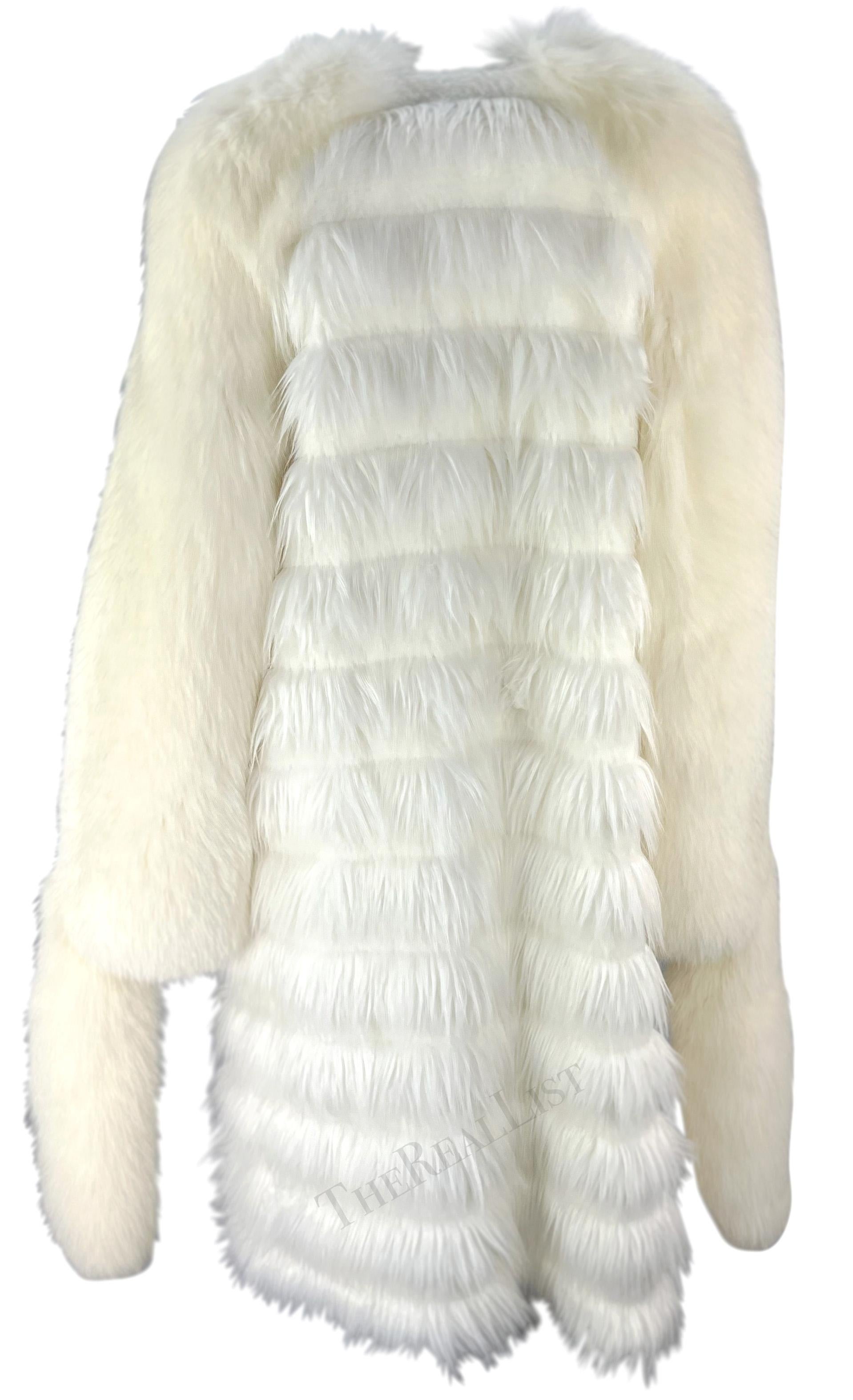 F/W 2003 Yves Saint Laurent by Tom Ford White Fox / Faux Fur Runway Coat For Sale 5