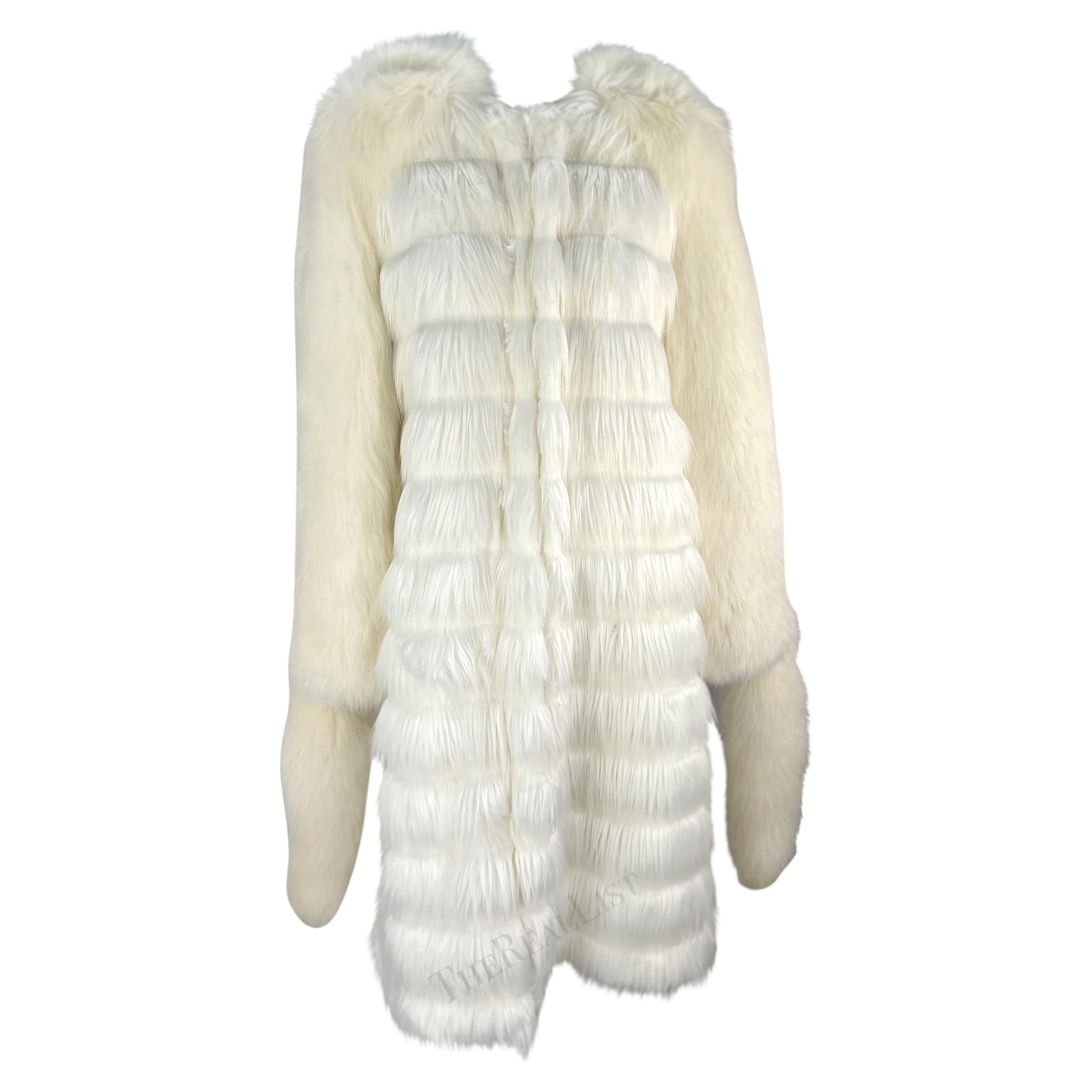 F/W 2003 Yves Saint Laurent by Tom Ford White Fox / Faux Fur Runway Coat For Sale