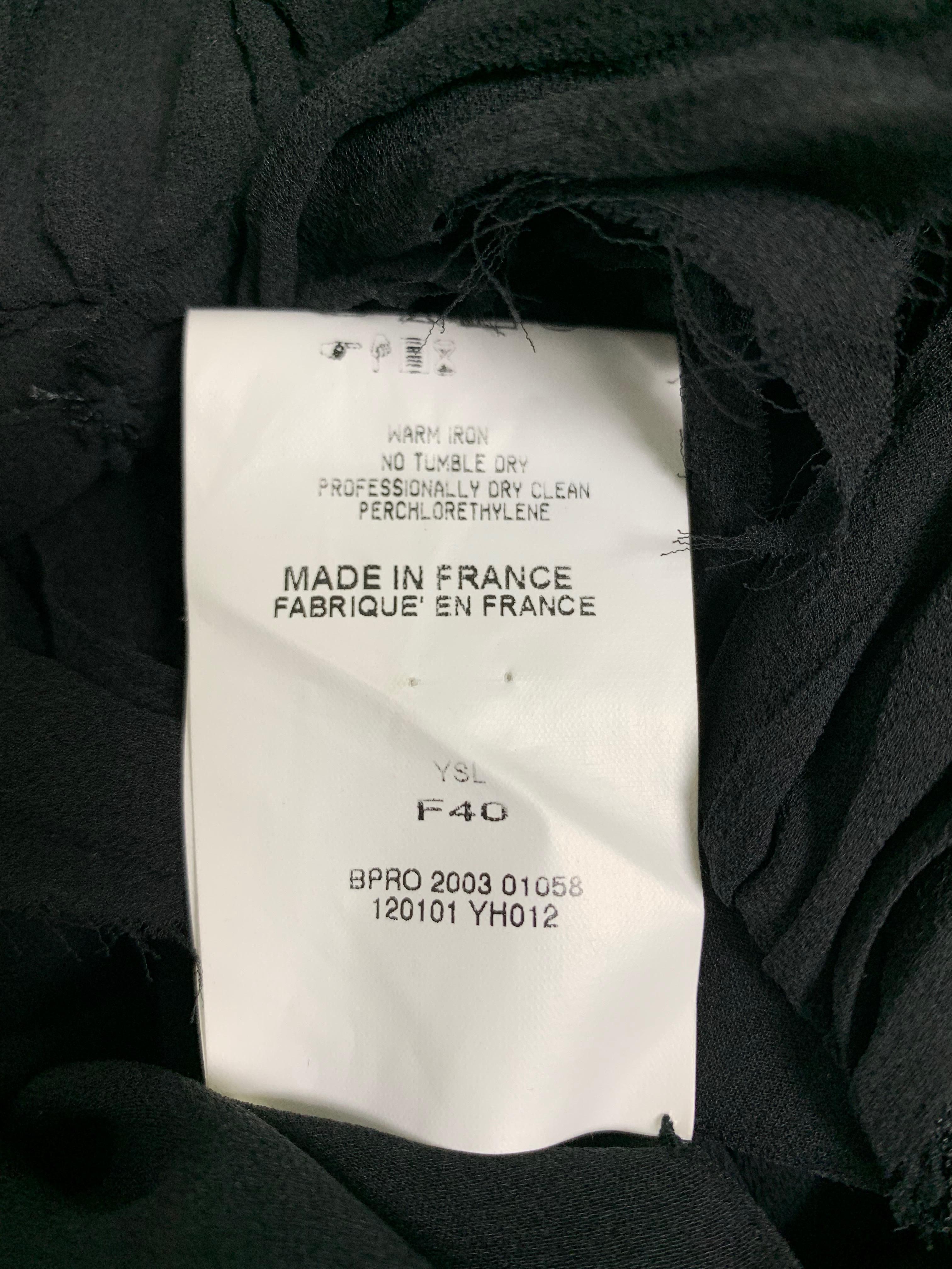 F/W 2003 Yves Saint Laurent Tom Ford Runway Sheer Black Silk Fringe Coat Dress 2