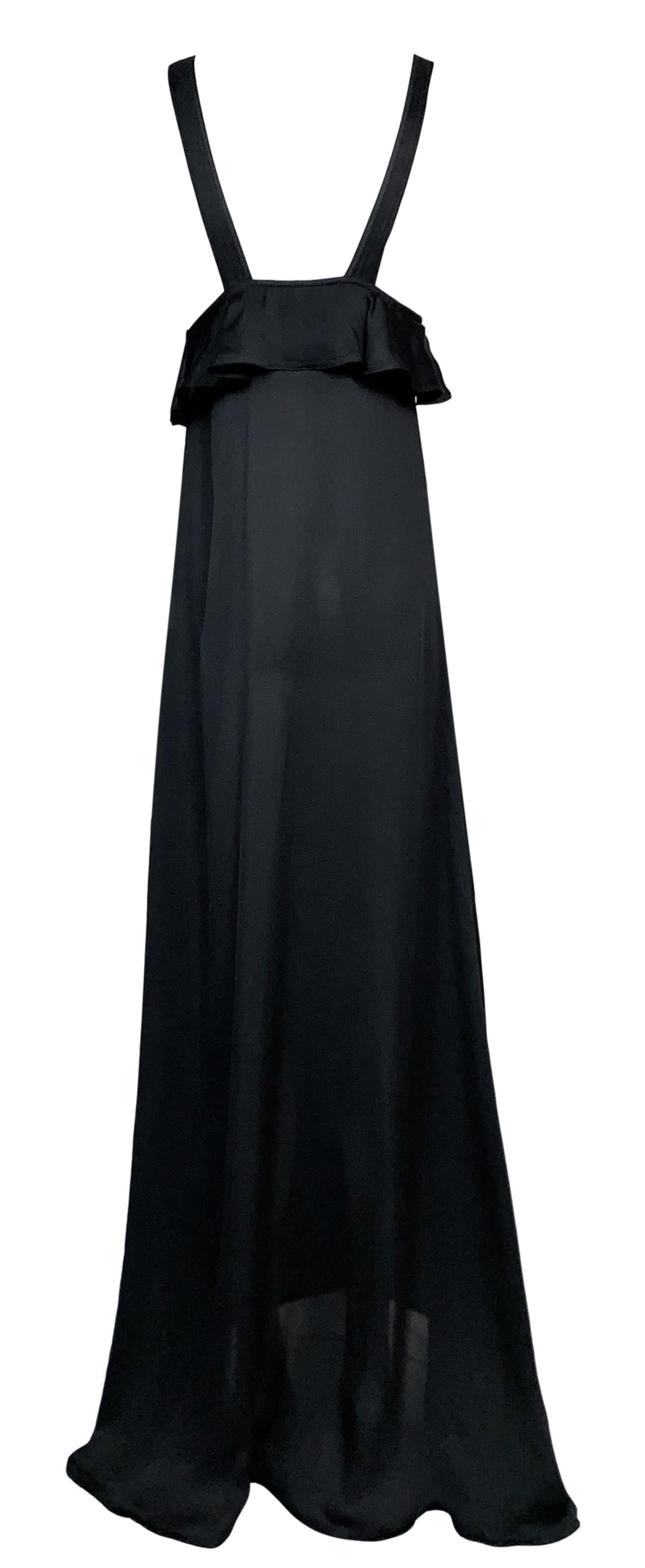 F/W 2003 Yves Saint Laurent Tom Ford Runway Sheer Black Silk Plunging Gown Dress In Good Condition In Yukon, OK