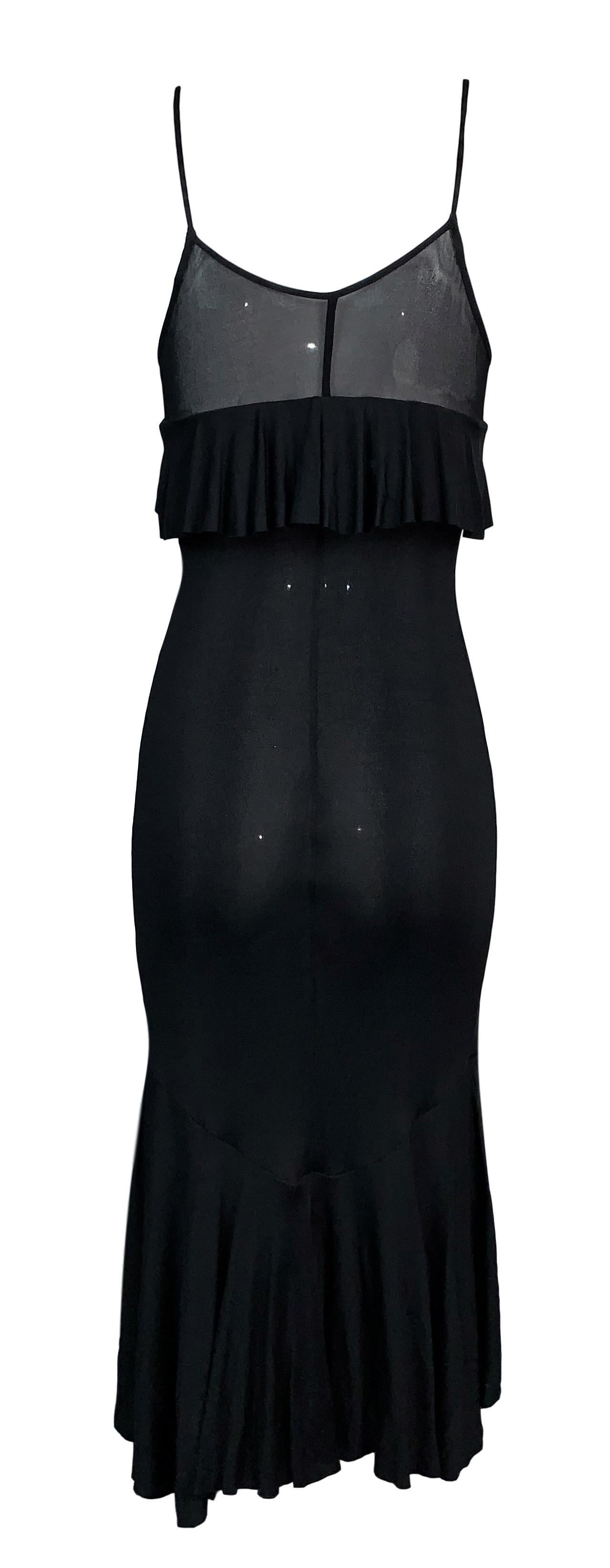 F/W 2003 Yves Saint Laurent Tom Ford Sheer Black Ruffle Dress In Good Condition In Yukon, OK